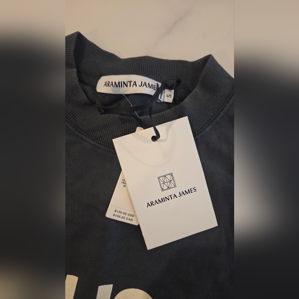 Araminta James Bonjour Sweatshirt By Anthropologie Green Crew Neck - Picture 6 of 8